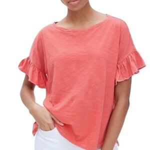 Tori Richard Coral Blouse with Ruffle Sleeves